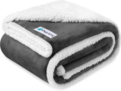 Waterproof Dog Blanket for Couch, Pee Proof Fleece Reversible Pet Throw, Furniture Protector for Bed Sofa Kennel, Soft Washable Cover for Small Medium Dog Puppy Cat, 29X40 Grey