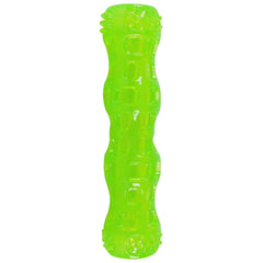 Dura-Squeaks Durable Non-Toxic TPR Bouncing Super Squeaky Dog Toy, Stick, Green