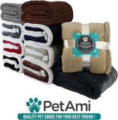 Waterproof Dog Blanket for Couch, Pee Proof Fleece Reversible Pet Throw, Furniture Protector for Bed Sofa Kennel, Soft Washable Cover for Small Medium Dog Puppy Cat, 29X40 Grey