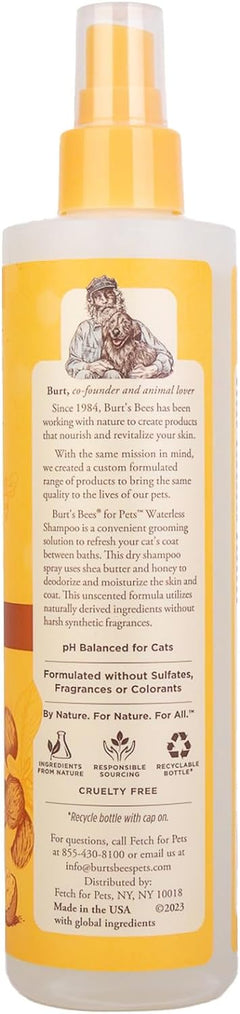 Waterless Cat Shampoo Spray, No-Rinse Cat Dry Shampoo with Shea Butter & Honey for Gentle Cleaning between Baths, Ph Balanced, No Harsh Detergents, 10 Fl Oz